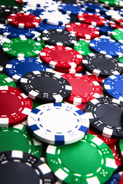 Colorful casino chips background