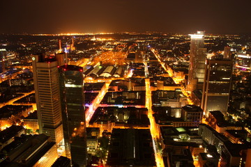 Luftbild Frankfurt bei Nacht