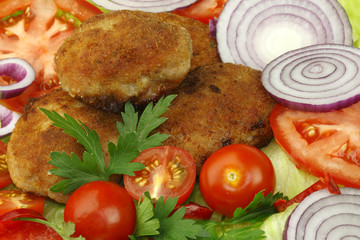 Cutlets and vegetables