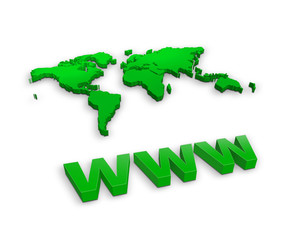 green www and a world map
