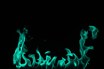 Fototapeta premium blue Fire on a black background