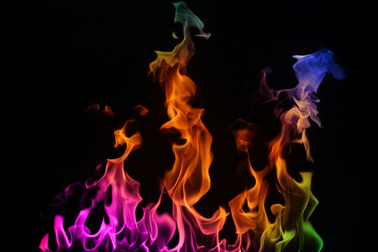 multi-coloured Fire on a black background