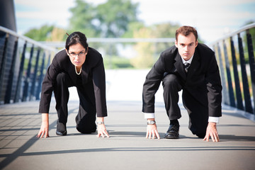 Business people in competition