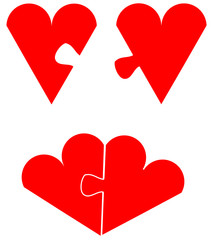 Love puzzle concept, couple, hearts design elements, wedding