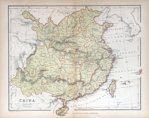 Ancienne carte de la Chine, 1870