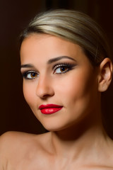 Fototapeta premium beautiful young woman portrait closeup