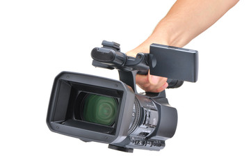 Videocamera in a hand