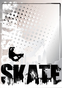skateboard silver poster background 2