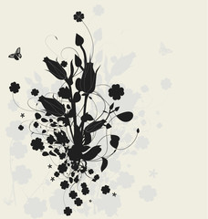 Floral design with shadow, detailed vector illustration