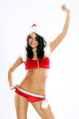 sexy girl wearing like santa claus isolated on white background