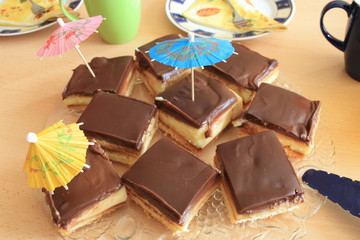 Puddingkuchen mit Schokoglasur