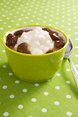 Rice Pudding with Rum Raisin Sauce