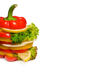 Vegetable sandwich with lemon, salad and parsley.