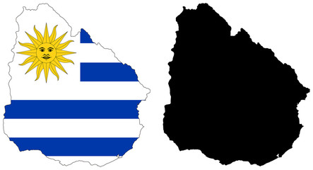 vector map and flag of Uruguay