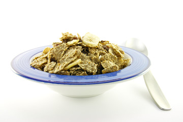 Bran Flakes in a Blue Bowl