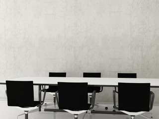 Chairs and Office Table to face a blank white wall