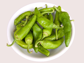 Green hot chili peppers