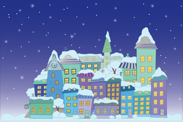 christmas construction town little city  vector series