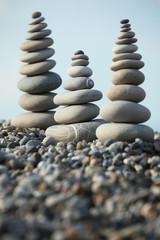 Fototapeta na wymiar zen stones against sky