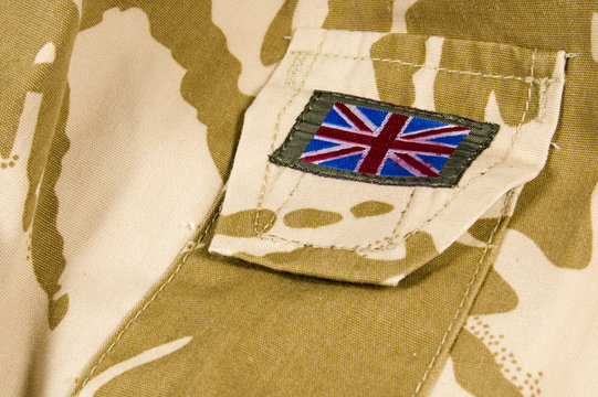 british union jack / flag on desert camouflage
