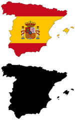 Fototapeta premium vector map and flag of spain