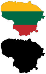 vector  map and flag of lithuania