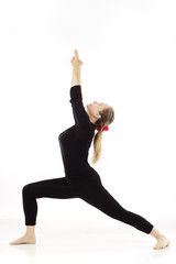 Obraz premium woman practising yoga on white background