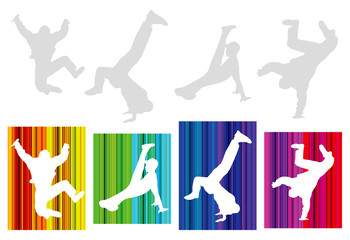 Vector hip-hop silhouette on abstract background