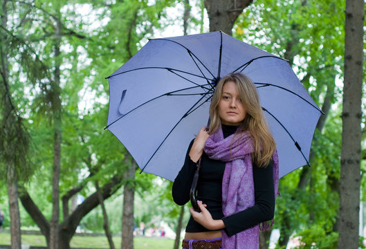 girl with umbrella and scarf