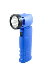 Blue flashlight isolated on white background