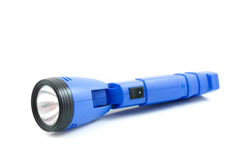Blue flashlight isolated on white background