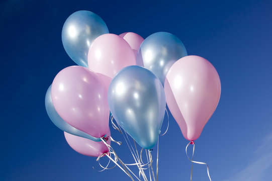 Colorful balloons and blue sky