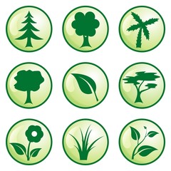 Green nature icon set