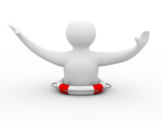 man suffering disaster on  white background. Isolated 3D image