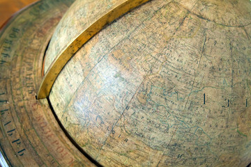 closeup of vintage globe