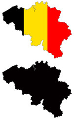 vector  map and flag of belgium