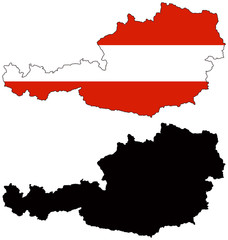 vector  map and flag of austria