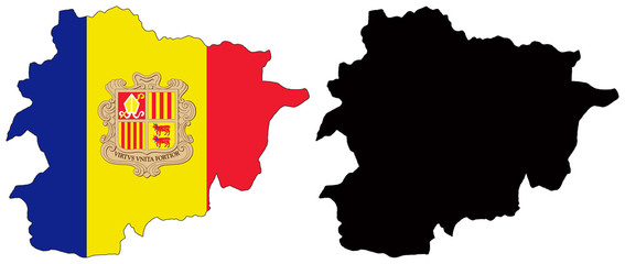 vector  map and flag of andorra