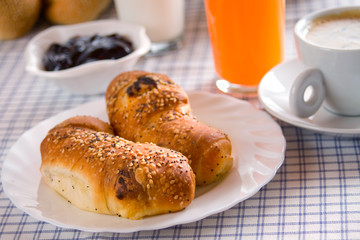 Homemade croissants served for breakfast