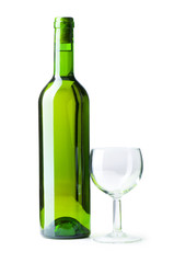 Bottle and glass isolated on the white