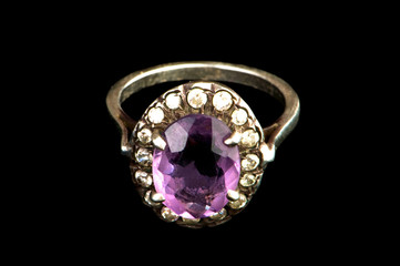 Jewellery ring isolated on the black background