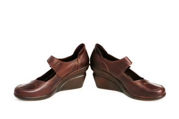 Brown boots isolated on the white background