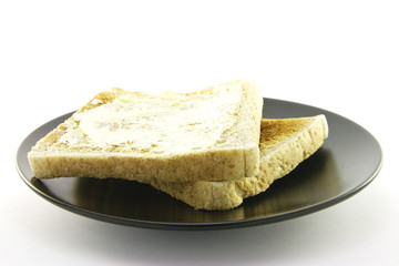 Toast on a Black Plate