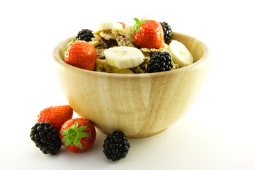 Bran Flakes in a Woodden Bowl
