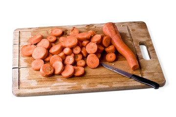 organic carrots on chopping board
