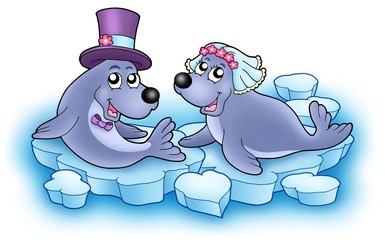 Wedding image with cute seals