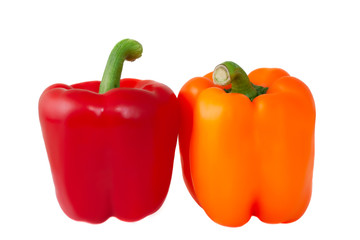 Two fresh peppers in row