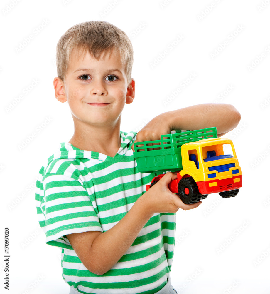 Wall mural boy with a toy