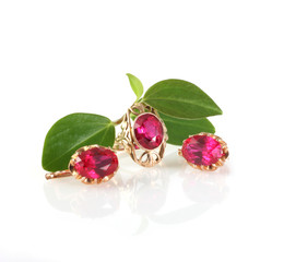 gold ring and earrings