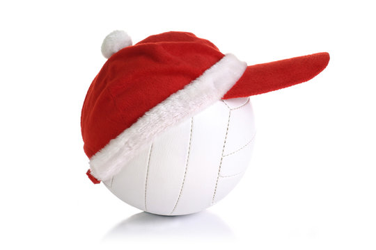 Christmas cap on white ball